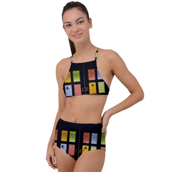 Window Stained Glass Glass Colors High Waist Tankini Set