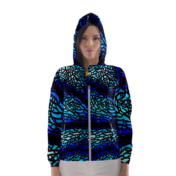 Sea Fans Diving Coral Stained Glass Hooded Windbreaker (Women)