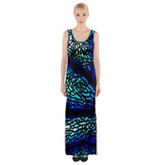 Sea Fans Diving Coral Stained Glass Maxi Thigh Split Dress by Pakrebo