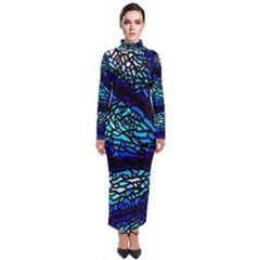 Sea Fans Diving Coral Stained Glass Turtleneck Maxi Dress by Pakrebo