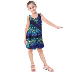 Sea Fans Diving Coral Stained Glass Kids  Sleeveless Dress by Pakrebo