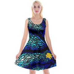 Sea Fans Diving Coral Stained Glass Reversible Velvet Sleeveless Dress by Pakrebo