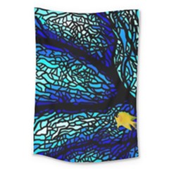 Sea Fans Diving Coral Stained Glass Large Tapestry by Pakrebo