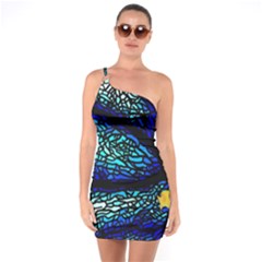 Sea Fans Diving Coral Stained Glass One Soulder Bodycon Dress by Pakrebo