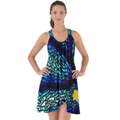 Sea Fans Diving Coral Stained Glass Show Some Back Chiffon Dress by Pakrebo