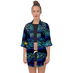 Sea Fans Diving Coral Stained Glass Open Front Chiffon Kimono by Pakrebo