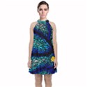 Sea Fans Diving Coral Stained Glass Velvet Halter Neckline Dress  View1