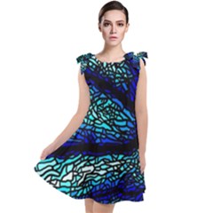 Sea Fans Diving Coral Stained Glass Tie Up Tunic Dress