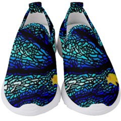 Sea Fans Diving Coral Stained Glass Kids  Slip On Sneakers