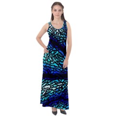 Sea Fans Diving Coral Stained Glass Sleeveless Velour Maxi Dress by Pakrebo