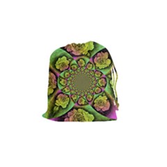 Rose Painted Kaleidoscope Colorful Drawstring Pouch (small) by Pakrebo