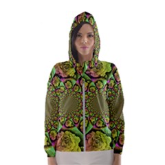 Rose Painted Kaleidoscope Colorful Hooded Windbreaker (women)