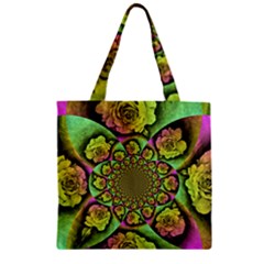 Rose Painted Kaleidoscope Colorful Zipper Grocery Tote Bag by Pakrebo