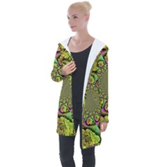 Rose Painted Kaleidoscope Colorful Longline Hooded Cardigan