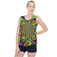 Rose Painted Kaleidoscope Colorful Bubble Hem Chiffon Tank Top by Pakrebo