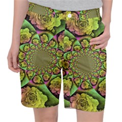 Rose Painted Kaleidoscope Colorful Pocket Shorts