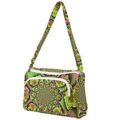 Rose Painted Kaleidoscope Colorful Front Pocket Crossbody Bag