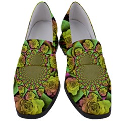 Rose Painted Kaleidoscope Colorful Women s Chunky Heel Loafers