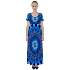 Rose Kaleidoscope Art Pattern High Waist Short Sleeve Maxi Dress by Pakrebo