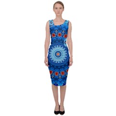 Rose Kaleidoscope Art Pattern Sleeveless Pencil Dress