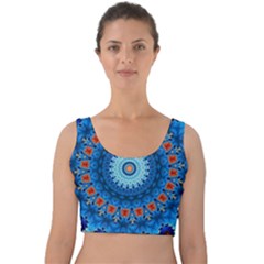 Rose Kaleidoscope Art Pattern Velvet Crop Top by Pakrebo