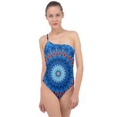 Rose Kaleidoscope Art Pattern Classic One Shoulder Swimsuit by Pakrebo