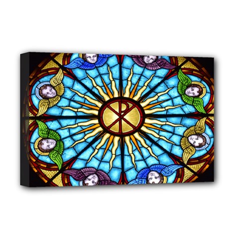 Church Window Stained Glass Church Deluxe Canvas 18  X 12  (stretched) by Pakrebo