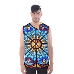 Church Window Stained Glass Church Men s Basketball Tank Top by Pakrebo