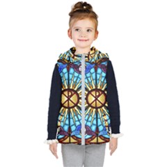 Church Window Stained Glass Church Kids  Hooded Puffer Vest by Pakrebo