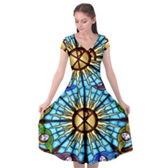 Church Window Stained Glass Church Cap Sleeve Wrap Front Dress by Pakrebo