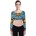 Church Window Stained Glass Church Velvet Long Sleeve Crop Top View1