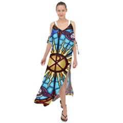 Church Window Stained Glass Church Maxi Chiffon Cover Up Dress by Pakrebo