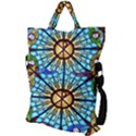 Church Window Stained Glass Church Fold Over Handle Tote Bag View2