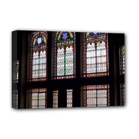 Stained Glass Window Krotoszyn Deluxe Canvas 18  X 12  (stretched) by Pakrebo