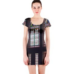 Stained Glass Window Krotoszyn Short Sleeve Bodycon Dress by Pakrebo