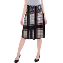 Stained Glass Window Krotoszyn Midi Beach Skirt by Pakrebo