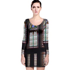 Stained Glass Window Krotoszyn Long Sleeve Velvet Bodycon Dress by Pakrebo