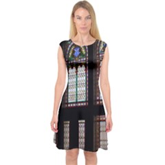 Stained Glass Window Krotoszyn Capsleeve Midi Dress by Pakrebo