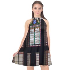 Stained Glass Window Krotoszyn Halter Neckline Chiffon Dress  by Pakrebo