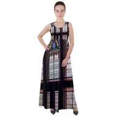 Stained Glass Window Krotoszyn Empire Waist Velour Maxi Dress by Pakrebo