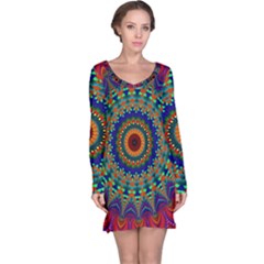 Kaleidoscope Mandala Pattern Long Sleeve Nightdress by Pakrebo