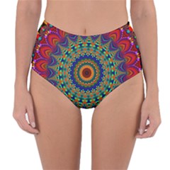 Kaleidoscope Mandala Pattern Reversible High-waist Bikini Bottoms by Pakrebo