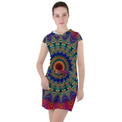 Kaleidoscope Mandala Pattern Drawstring Hooded Dress