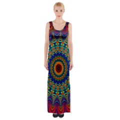 Kaleidoscope Mandala Pattern Maxi Thigh Split Dress by Pakrebo