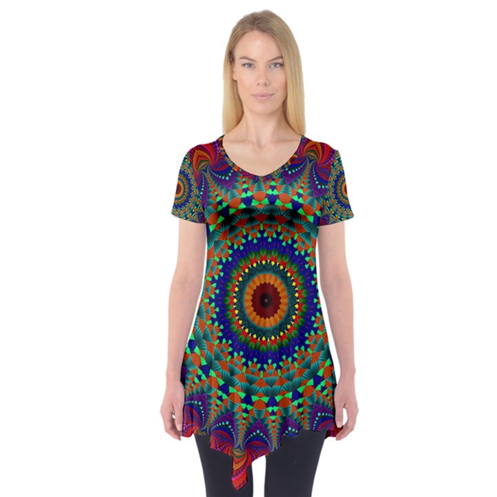 Kaleidoscope Mandala Pattern Short Sleeve Tunic 