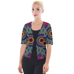 Kaleidoscope Mandala Pattern Cropped Button Cardigan by Pakrebo