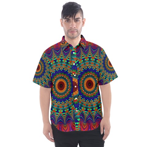 Kaleidoscope Mandala Pattern Men s Short Sleeve Shirt by Pakrebo