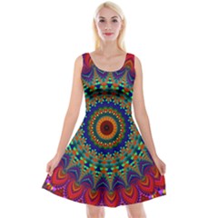 Kaleidoscope Mandala Pattern Reversible Velvet Sleeveless Dress by Pakrebo