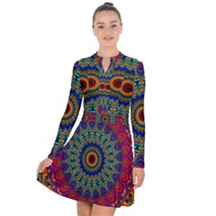 Kaleidoscope Mandala Pattern Long Sleeve Panel Dress by Pakrebo