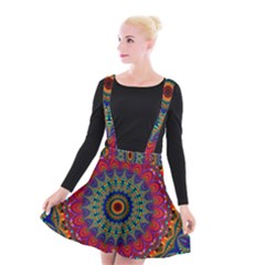 Kaleidoscope Mandala Pattern Suspender Skater Skirt by Pakrebo